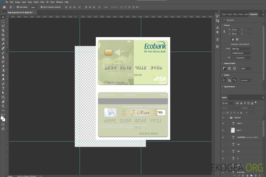 Carte de débit visa Ghana Ecobank Ghana template Carte de débit visa Ghana Ecobank Ghana template